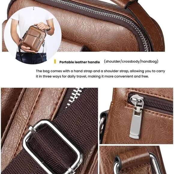 Classic Vintage Messenger Bag for Men - Practical & Chic Office Accessory - Picture 5 of 7